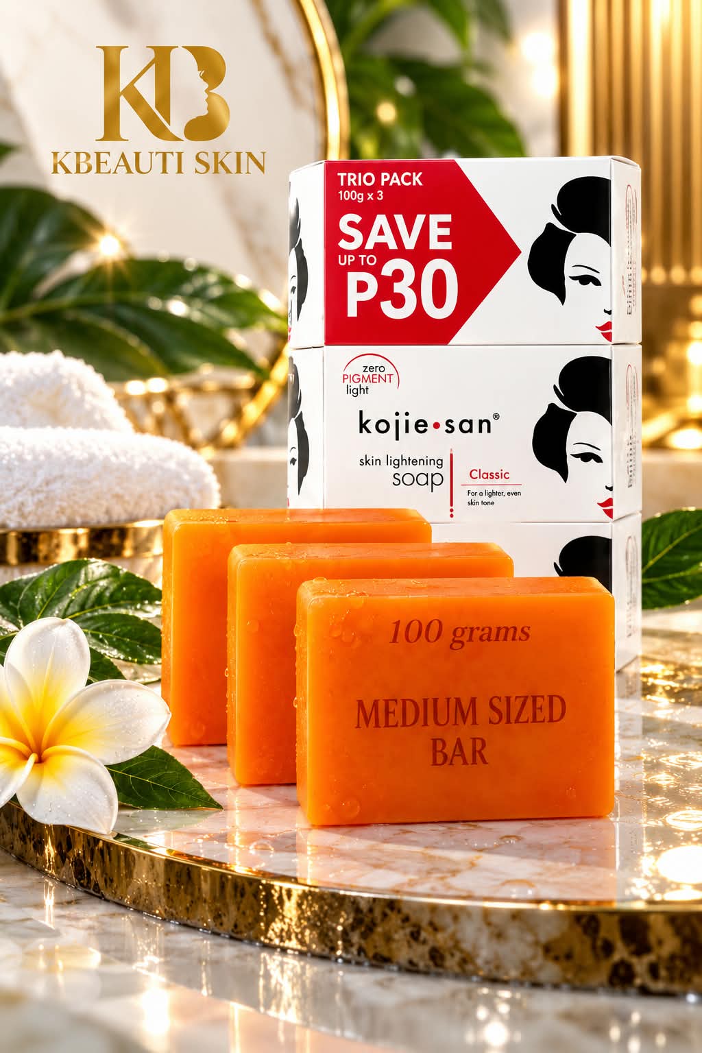 Kojie San Skin Lightening Soap — Classic Trio Pack [100g x 3]