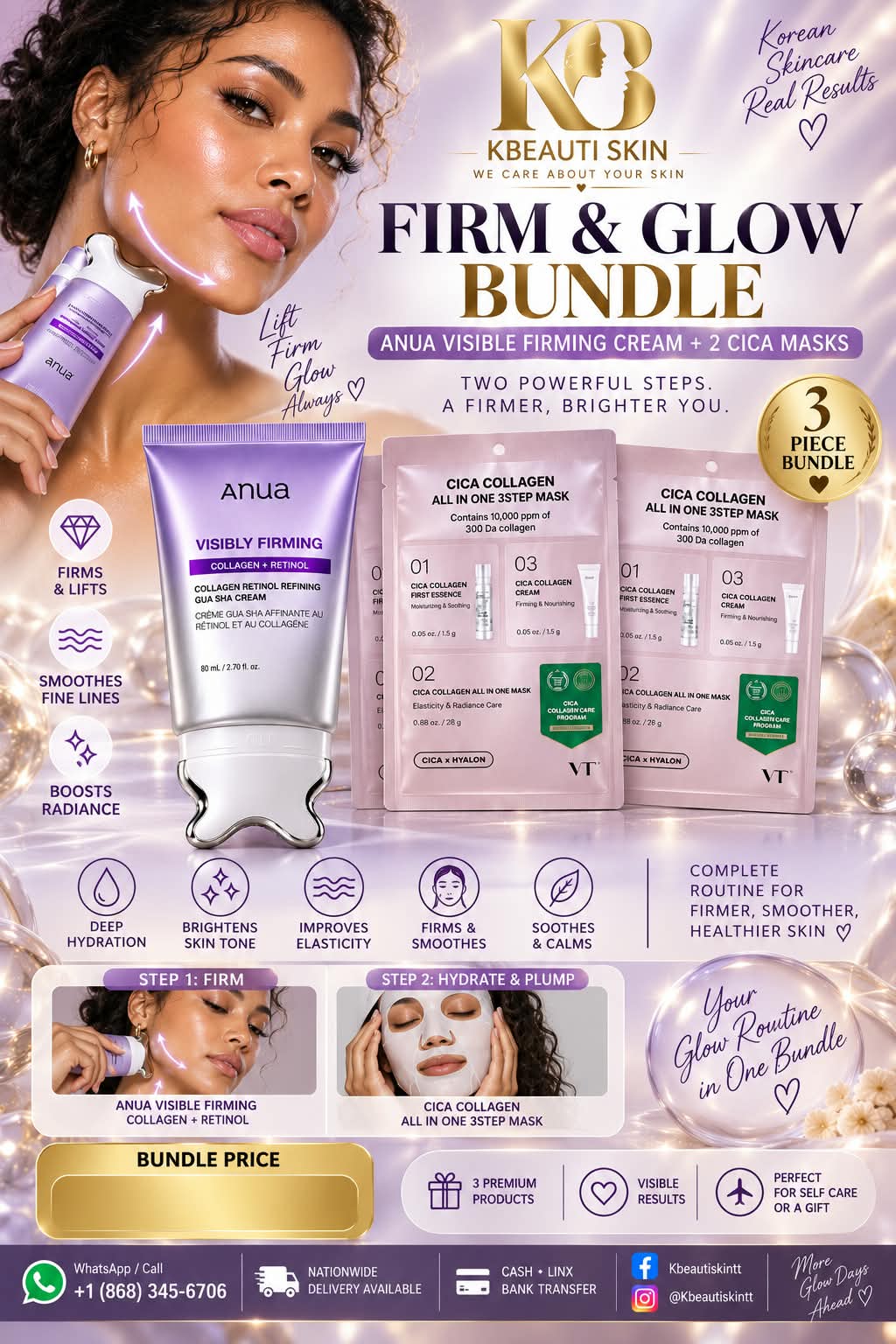 Firm & Glow Bundle — Anua Cream + VT Cica Collagen Masks